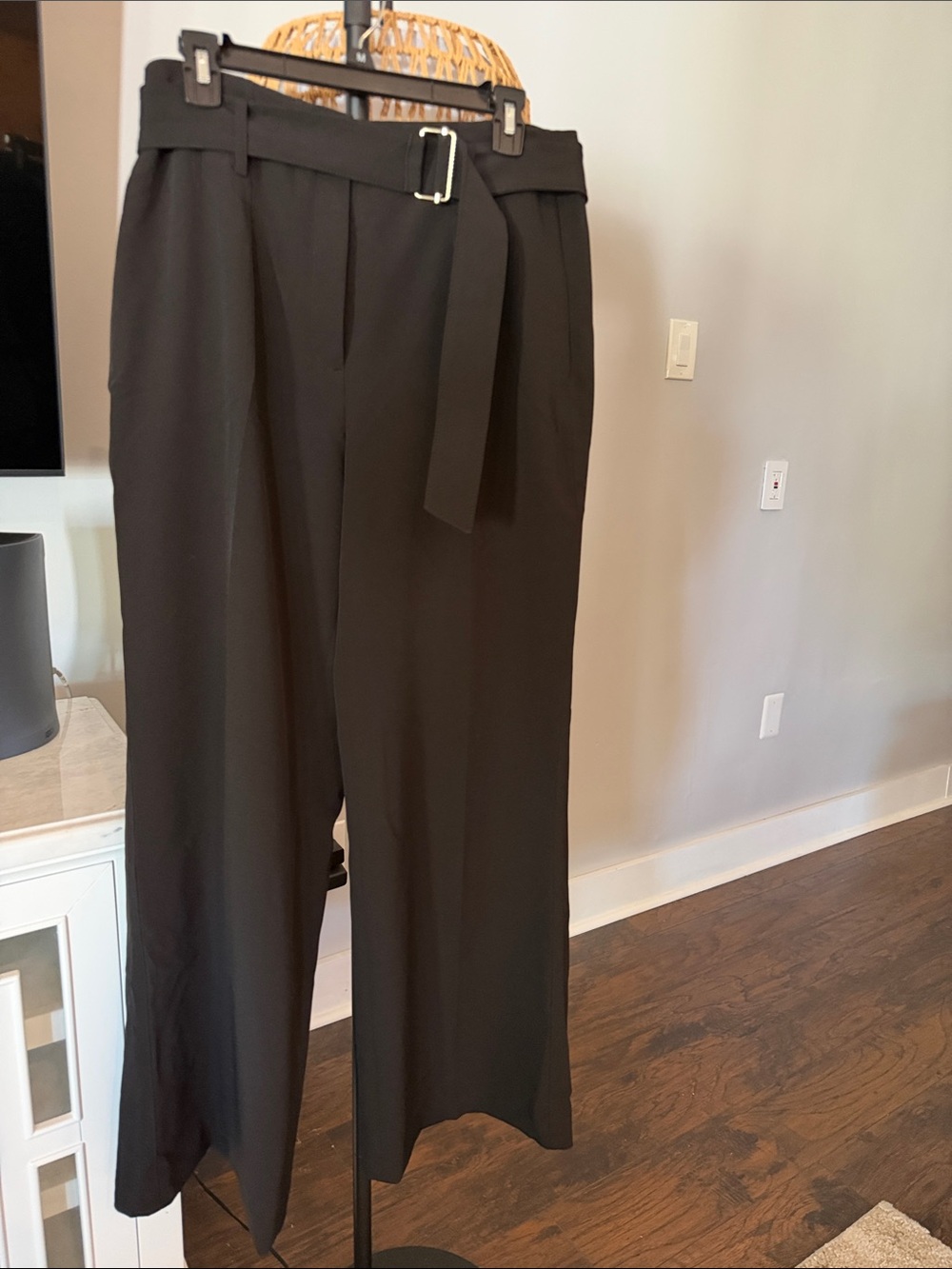 White House Black Market Black Luna Wide-Leg Belted Trousers
